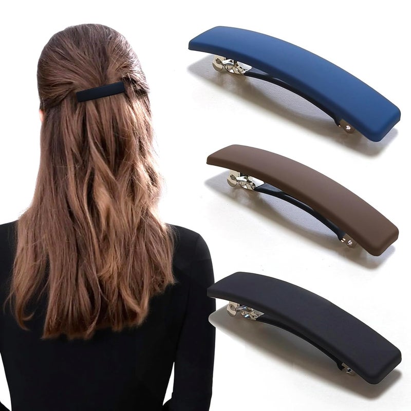 Markuii Hair Barrette for Women No Slip Not Easy to Break Rectangle Matte Medium to Small French Hair Clips for Half Up Short Thin Hair, 3 Pack - Image 1